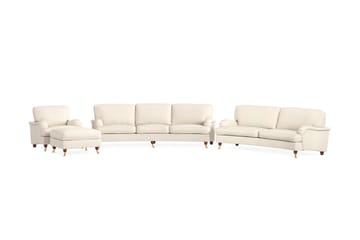 Howard Lyx Soffgrupp 4-sits + 3-sits Svägd Soffa + Fåtölj + Fotpall i Tyg
