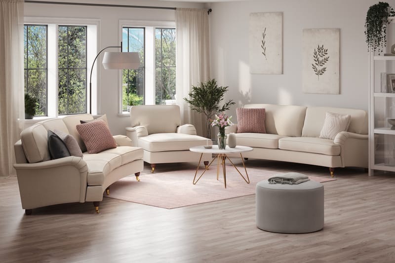 Howard Lyx Soffgrupp 4-sits + 3-sits Svängd Soffa + Divanfåtölj i Tyg - Beige - Möbler - Vardagsrum - Soffgrupper - Howard soffgrupp