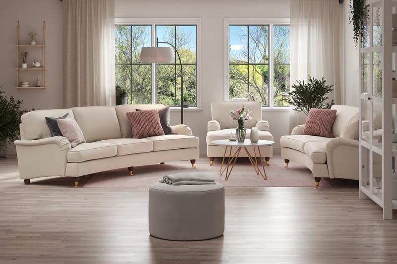 Howard Lyx Soffgrupp 4-sits + 3-sits Svängd Soffa + Divanfåtölj i Tyg - Beige - Möbler - Vardagsrum - Soffgrupper - Howard soffgrupp