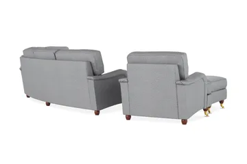 Howard Lyx Soffgrupp 4-sits + 3-sits Svängd Soffa + Fåtölj + Fotpall i Tyg - Ljusgrå - Möbler - Vardagsrum - Soffgrupper - Howard soffgrupp