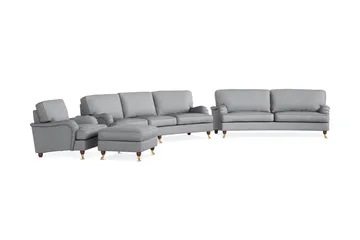 Howard Lyx Soffgrupp 4-sits + 3-sits Svängd Soffa + Fåtölj + Fotpall i Tyg - Ljusgrå - Möbler - Vardagsrum - Soffgrupper - Howard soffgrupp
