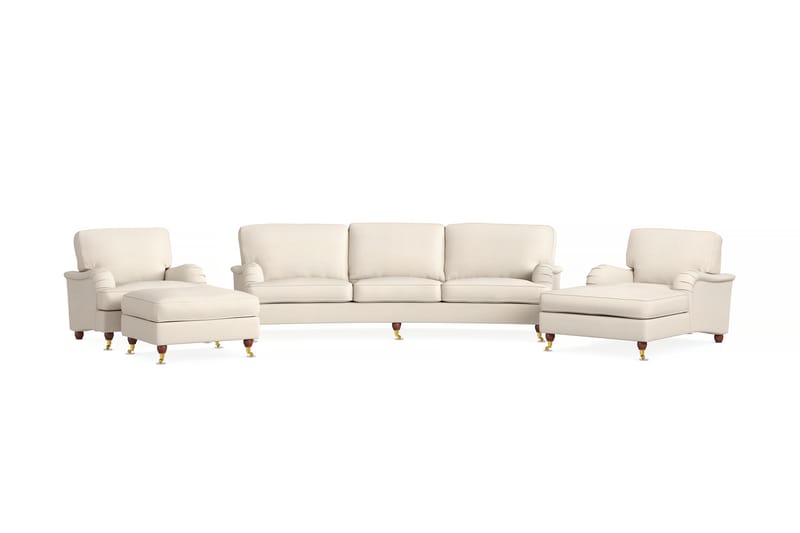 Howard Lyx Soffgrupp 4-sits Svängd Soffa + Divanfåtölj + Fåtölj + Fotpall i Tyg - Beige - Möbler - Vardagsrum - Soffgrupper - Howard soffgrupp