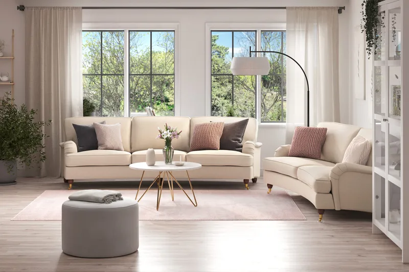 Howard Lyx Soffgrupp Svängd 4-sits + 3-sits Tygsoffa - Beige - Möbler - Vardagsrum - Soffgrupper - Howard soffgrupp