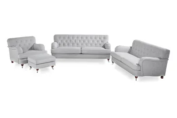 Howard Riviera Soffgrupp 2-sits + 3-sits Soffa + Fåtölj + Fotpall i Tyg