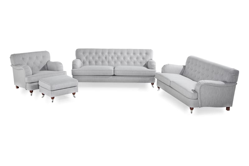 Howard Riviera Soffgrupp 2-sits + 3-sits Soffa + Fåtölj + Fotpall i Tyg - Grå - Möbler - Vardagsrum - Soffgrupper - Howard soffgrupp
