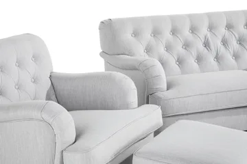 Howard Riviera Soffgrupp 2-sits + 3-sits Soffa + Fåtölj + Fotpall i Tyg - Grå - Möbler - Vardagsrum - Soffgrupper - Howard soffgrupp
