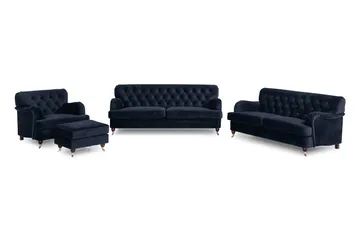 Howard Riviera Soffgrupp 3-sits + 2-sits Soffa + Fåtölj + Fotpall i Sammet
