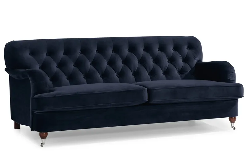 Howard Riviera Soffgrupp 3-sits + 2-sits Soffa + Fåtölj + Fotpall i Sammet - Blå - Möbler - Vardagsrum - Soffgrupper - Howard soffgrupp