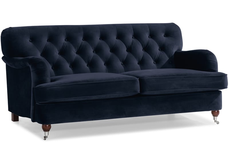 Howard Riviera Soffgrupp 3-sits + 2-sits Soffa + Fåtölj + Fotpall i Sammet - Blå - Möbler - Vardagsrum - Soffgrupper - Howard soffgrupp
