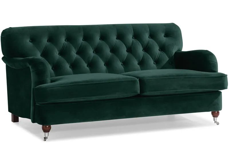 Howard Riviera Soffgrupp 3-sits + 2-sits Soffa + Fåtölj + Fotpall i Sammet - Grön - Möbler - Vardagsrum - Soffgrupper - Howard soffgrupp