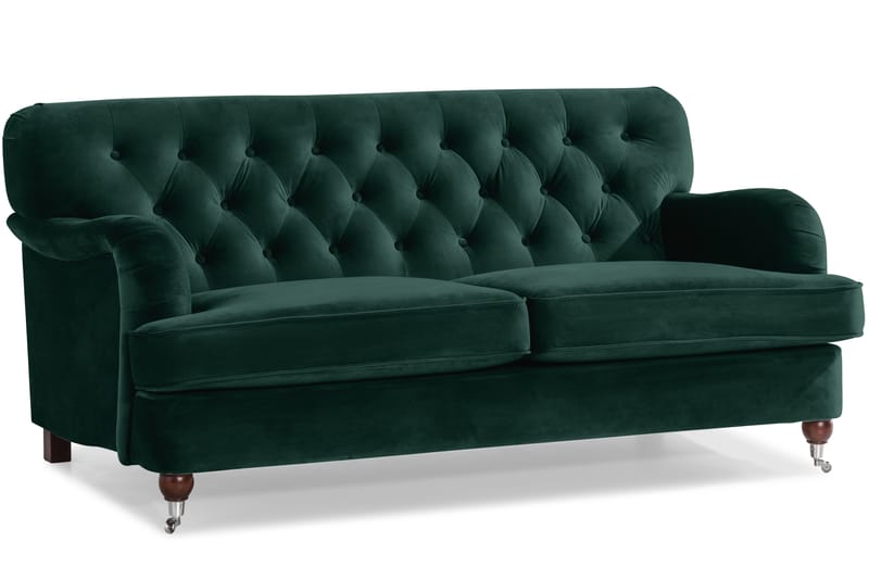 Howard Riviera Soffgrupp 3-sits + 2-sits Soffa + Fåtölj + Fotpall i Sammet - Grön - Möbler - Vardagsrum - Soffgrupper - Howard soffgrupp