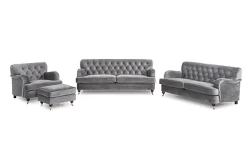 Howard Riviera Soffgrupp 3-sits + 2-sits Soffa + Fåtölj + Fotpall i Sammet