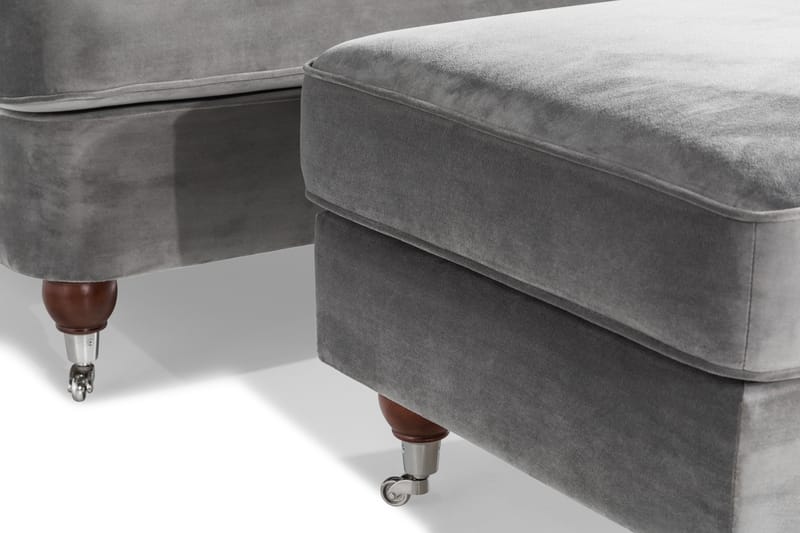 Howard Riviera Soffgrupp 3-sits + 2-sits Soffa + Fåtölj + Fotpall i Sammet - Ljusgrå - Möbler - Vardagsrum - Soffgrupper - Howard soffgrupp