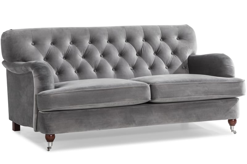 Howard Riviera Soffgrupp 3-sits + 2-sits Soffa + Fåtölj + Fotpall i Sammet - Ljusgrå - Möbler - Vardagsrum - Soffgrupper - Howard soffgrupp