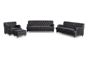 Howard Riviera Soffgrupp 3-sits + 2-sits Soffa + Fåtölj + Fotpall i Sammet