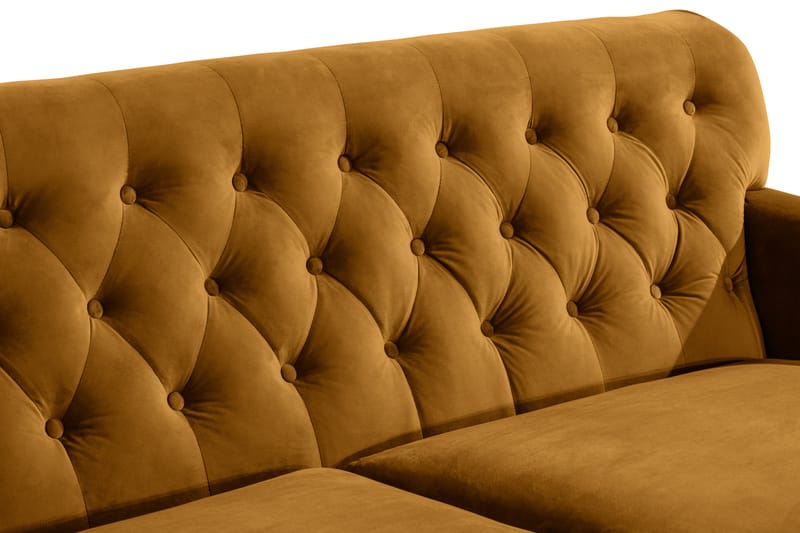 Howard Riviera Soffgrupp 3-sits + 2-sits Soffa + Fåtölj + Fotpall i Sammet - Mörkgul - Möbler - Vardagsrum - Soffgrupper - Howard soffgrupp
