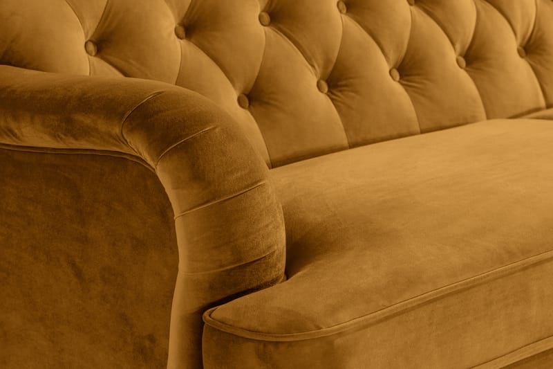 Howard Riviera Soffgrupp 3-sits + 2-sits Soffa + Fåtölj + Fotpall i Sammet - Mörkgul - Möbler - Vardagsrum - Soffgrupper - Howard soffgrupp