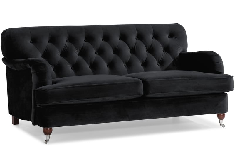Howard Riviera Soffgrupp 3-sits + 2-sits Soffa + Fåtölj + Fotpall i Sammet - Svart - Möbler - Vardagsrum - Soffgrupper - Howard soffgrupp