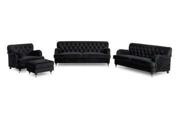 Howard Riviera Soffgrupp 3-sits + 2-sits Soffa + Fåtölj + Fotpall i Sammet