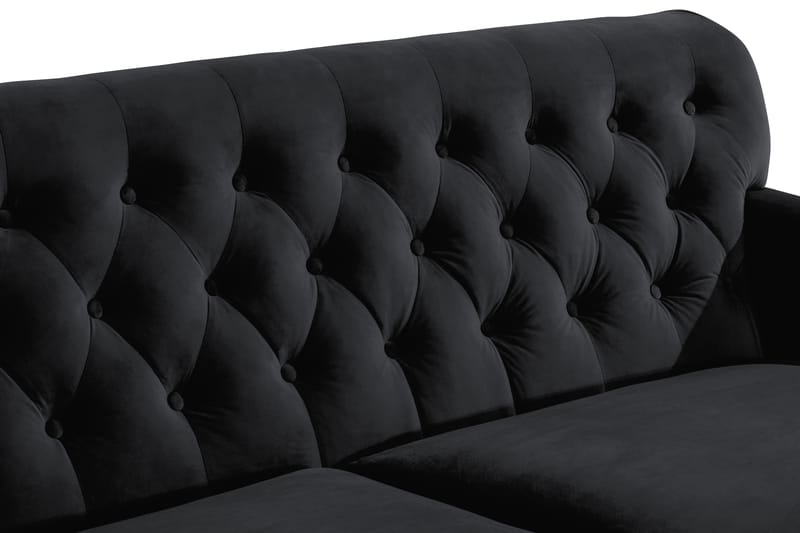 Howard Riviera Soffgrupp 3-sits + 2-sits Soffa + Fåtölj + Fotpall i Sammet - Svart - Möbler - Vardagsrum - Soffgrupper - Howard soffgrupp
