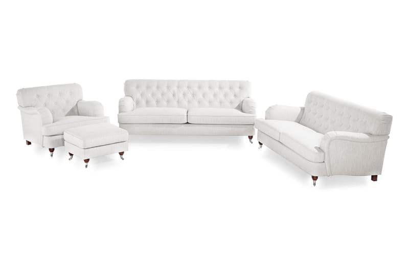 Howard Riviera Soffgrupp 3-sits + 2-sits Soffa + Fåtölj + Fotpall i Tyg - Ljusgrå - Möbler - Vardagsrum - Soffgrupper - Howard soffgrupp