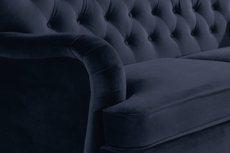Howard Riviera Soffgrupp Svängd 3-sits + 2-sits Soffa + Fåtölj + Fotpall i Sammet - Blå - Möbler - Vardagsrum - Soffgrupper - Howard soffgrupp