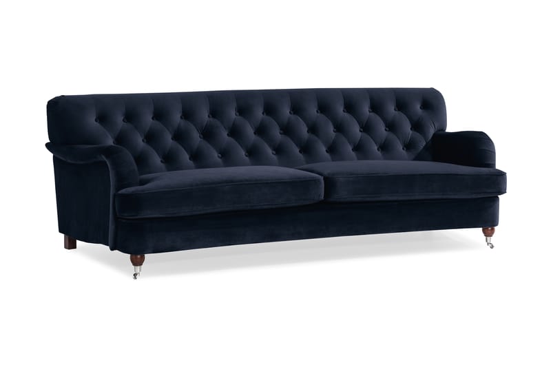 Howard Riviera Soffgrupp Svängd 3-sits + 2-sits Soffa + Fåtölj + Fotpall i Sammet - Blå - Möbler - Vardagsrum - Soffgrupper - Howard soffgrupp