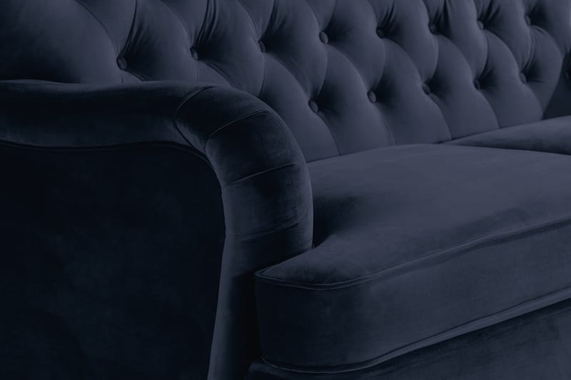 Howard Riviera Soffgrupp Svängd 3-sits + 2-sits Soffa + Fåtölj + Fotpall i Sammet - Blå - Möbler - Vardagsrum - Soffgrupper - Howard soffgrupp