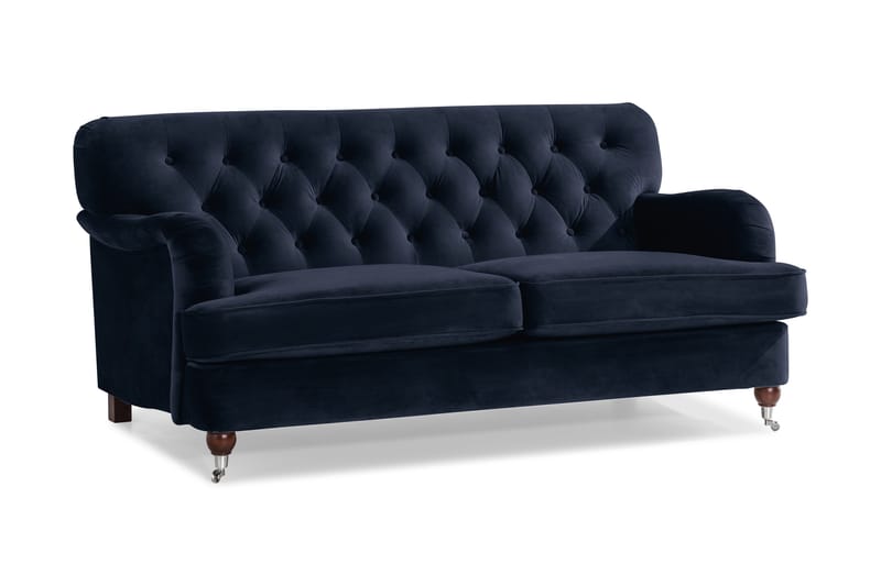 Howard Riviera Soffgrupp Svängd 3-sits + 2-sits Soffa + Fåtölj + Fotpall i Sammet - Blå - Möbler - Vardagsrum - Soffgrupper - Howard soffgrupp