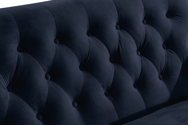 Howard Riviera Soffgrupp Svängd 3-sits + 2-sits Soffa + Fåtölj + Fotpall i Sammet - Blå - Möbler - Vardagsrum - Soffgrupper - Howard soffgrupp