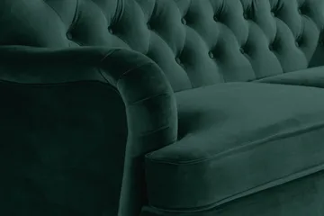 Howard Riviera Soffgrupp Svängd 3-sits + 2-sits Soffa + Fåtölj + Fotpall i Sammet - Grön - Möbler - Vardagsrum - Soffgrupper - Howard soffgrupp