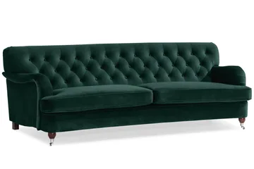 Howard Riviera Soffgrupp Svängd 3-sits + 2-sits Soffa + Fåtölj + Fotpall i Sammet - Grön - Möbler - Vardagsrum - Soffgrupper - Howard soffgrupp