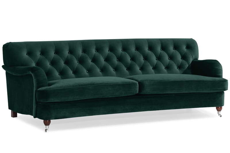 Howard Riviera Soffgrupp Svängd 3-sits + 2-sits Soffa + Fåtölj + Fotpall i Sammet - Grön - Möbler - Vardagsrum - Soffgrupper - Howard soffgrupp