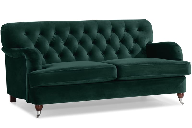 Howard Riviera Soffgrupp Svängd 3-sits + 2-sits Soffa + Fåtölj + Fotpall i Sammet - Grön - Möbler - Vardagsrum - Soffgrupper - Howard soffgrupp