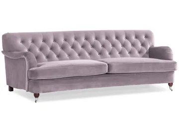 Howard Riviera Soffgrupp Svängd 3-sits + 2-sits Soffa + Fåtölj + Fotpall i Sammet - Lila - Möbler - Vardagsrum - Soffgrupper - Howard soffgrupp