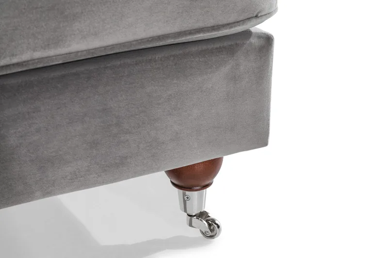 Howard Riviera Soffgrupp Svängd 3-sits + 2-sits Soffa + Fåtölj + Fotpall i Sammet - Ljusgrå - Möbler - Vardagsrum - Soffgrupper - Howard soffgrupp