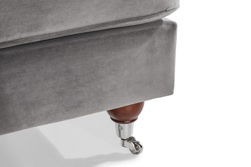 Howard Riviera Soffgrupp Svängd 3-sits + 2-sits Soffa + Fåtölj + Fotpall i Sammet - Ljusgrå - Möbler - Vardagsrum - Soffgrupper - Howard soffgrupp