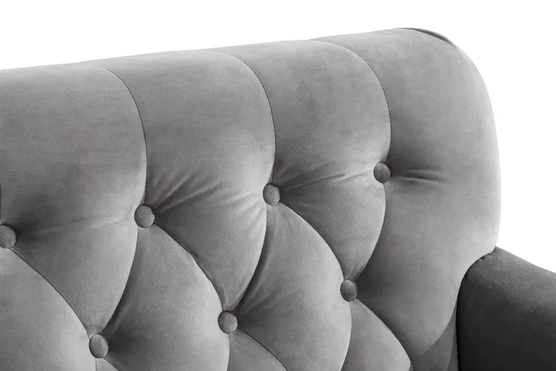 Howard Riviera Soffgrupp Svängd 3-sits + 2-sits Soffa + Fåtölj + Fotpall i Sammet - Ljusgrå - Möbler - Vardagsrum - Soffgrupper - Howard soffgrupp