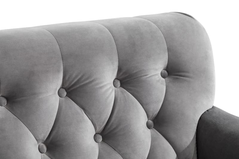 Howard Riviera Soffgrupp Svängd 3-sits + 2-sits Soffa + Fåtölj + Fotpall i Sammet - Ljusgrå - Möbler - Vardagsrum - Soffgrupper - Howard soffgrupp