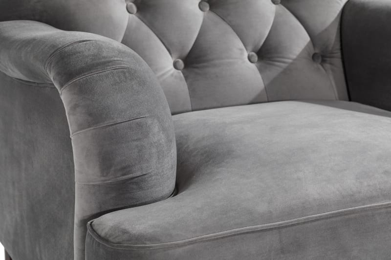 Howard Riviera Soffgrupp Svängd 3-sits + 2-sits Soffa + Fåtölj + Fotpall i Sammet - Ljusgrå - Möbler - Vardagsrum - Soffgrupper - Howard soffgrupp