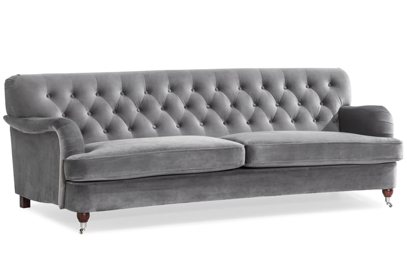 Howard Riviera Soffgrupp Svängd 3-sits + 2-sits Soffa + Fåtölj + Fotpall i Sammet - Ljusgrå - Möbler - Vardagsrum - Soffgrupper - Howard soffgrupp