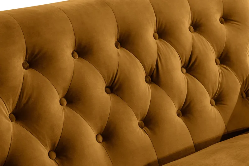 Howard Riviera Soffgrupp Svängd 3-sits + 2-sits Soffa + Fåtölj + Fotpall i Sammet - Mörkgul - Möbler - Vardagsrum - Soffgrupper - Howard soffgrupp