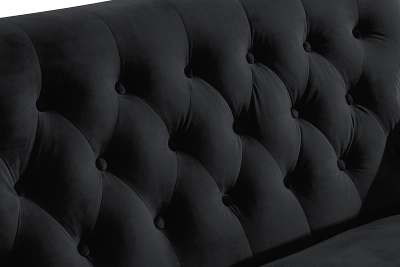 Howard Riviera Soffgrupp Svängd 3-sits + 2-sits Soffa + Fåtölj + Fotpall i Sammet - Svart - Möbler - Vardagsrum - Soffgrupper - Howard soffgrupp