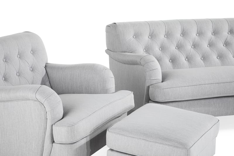 Howard Riviera Soffgrupp Svängd 3-sits + 2-sits Soffa + Fåtölj + Fotpall i Tyg - Grå - Möbler - Vardagsrum - Soffgrupper - Howard soffgrupp