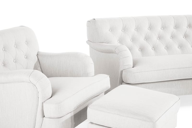 Howard Riviera Soffgrupp Svängd 3-sits + 2-sits Soffa + Fåtölj + Fotpall i Tyg - Ljusgrå - Möbler - Vardagsrum - Soffgrupper - Howard soffgrupp
