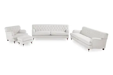 Howard Riviera Soffgrupp Svängd 3-sits + 2-sits Soffa + Fåtölj + Fotpall i Tyg