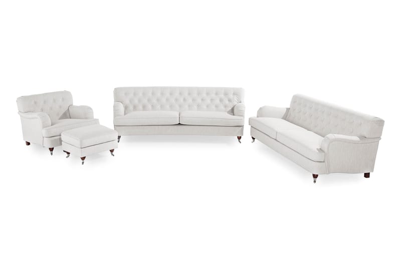 Howard Riviera Soffgrupp Svängd 3-sits + 2-sits Soffa + Fåtölj + Fotpall i Tyg - Ljusgrå - Möbler - Vardagsrum - Soffgrupper - Howard soffgrupp