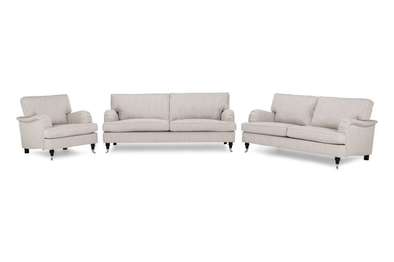 HOWARD Soffgrupp 3,5-sits+3-sits+Fåtölj Beige - Chesterfield soffgrupp - Soffgrupper