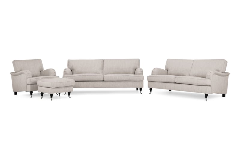 HOWARD Soffgrupp 3,5-sits+3-sits+Fåtölj+Fotpall Beige - Chesterfield soffgrupp - Soffgrupper
