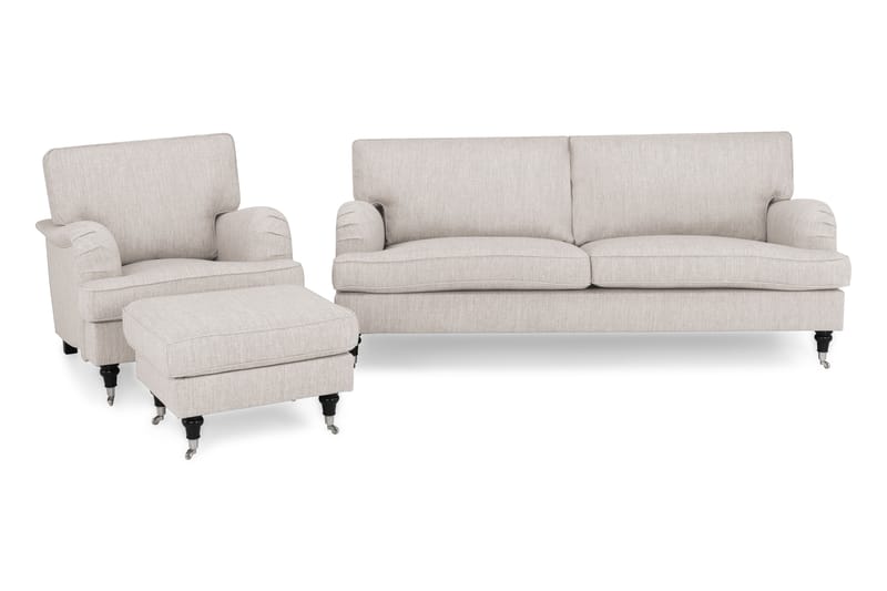 HOWARD Soffgrupp 3,5-sits+Fåtölj+Fotpall Beige - Chesterfield soffgrupp - Soffgrupper